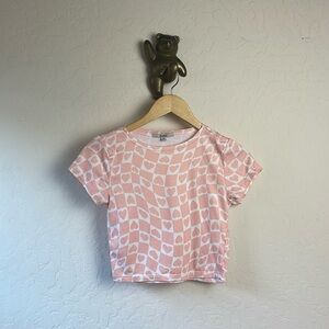 5 for $25🌈 Papaya women’s pink and white checkered heart crop top women’s small